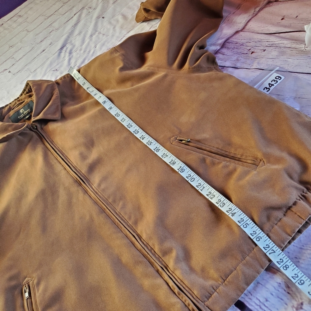 Vintage Gary Player Bomber Jacket Golf Mens XXL Brown Faux Suede Full Zip Lined - Picture 11 of 12